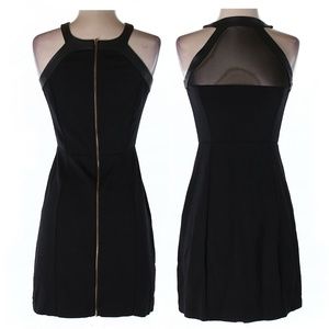 Sexy Golden Full Body Zipper Black Mini Dress LBD